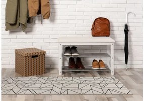 Behúň SIZAL FLOORLUX 20605 trojuholníky geometrický - strieborný, čierny