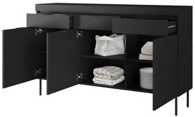 Komoda Sentia 157 cm s 3 zásuvkami - čierna / čierna