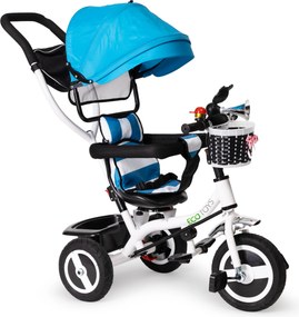 ECOTOYS detský trojkolový bicykel otočné sedadlo 360° odnímateľná strieška, gumené kolesá
