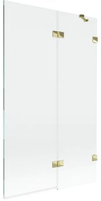 Mexen Lunar, 2-krídlová vaňová zástena pravá 110 x 150 cm, číre sklo, zlatá lesklá, 897-110-100-50-00-P