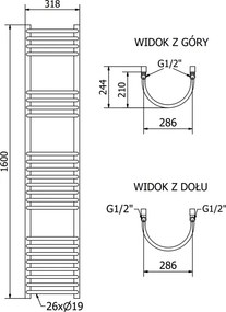 Mexen Eros, vykurovacie teleso 1600 x 318 mm, 549 W, biela, W112-1600-318-00-20