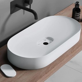Rea iris, umývadlo na dosku z konglomerátu 700x355x105 mm, biela matná, REA-U4305