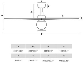 FARO 34276WT-11L - Stropný ventilátor KLIM L 1xE27/15W/230V orech/čierny pr.150c
