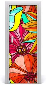 Samolepiace fototapety na dvere Kolorowe kvety 85x205 cm