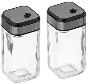 5Five® Hranatá sklenená korenička s multifunkčným nerezovým viečkom INOX, 100ml