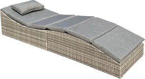 Polohovateľné ratanové lehátko SAVANA sivá/tm. šedá