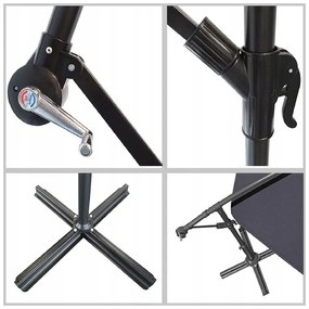 Záhradný slnečník 3,5 m so solárnym LED osvetlením – grafitový, UV50+