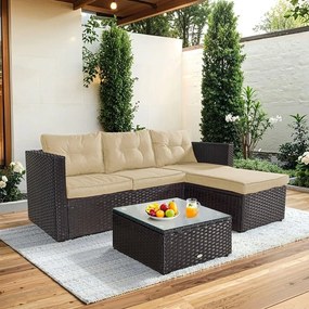 Rohová ratanová súprava Avenberg ELISE - hnedá/béžová