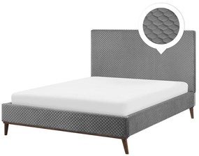Zamatová posteľ sivá 140 x 200 cm BAYONNE Beliani