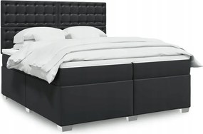vidaXL Boxspring posteľ s matracom čierna 200x200 cm umelá koža