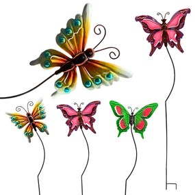 Zapichovacia záhradná dekorácia Butterflies, sada 3ks, 57,5 cm, kov, viacfarebná