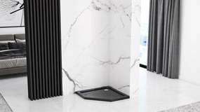 Rea Diamond Black, päťuholníkový sprchový kút 80 x 80 cm, 6mm číre sklo, čierna matná, REA-K6900
