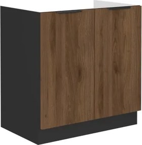 Kuchynská drezová skrinka Monza, 80 cm, orech/čierna%