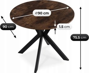 Stôl ERION 90 cm Dub Rustikál / čierny