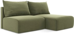 Zelená zamatová rozkladacia/s úložným priestorom rohová pohovka (pravý roh/s leňoškou) Kalena – Makamii