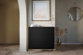 Komoda Nicole 100 cm - čierny mat / zlatá