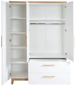 Biela detská šatníková skriňa v dekore duba 135x200 cm Finn – Roba