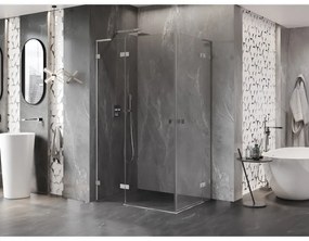 Mexen Lunar, L Duo výklopný sprchový kút 115 x 110 cm, 8mm číre sklo, oceľový profil, 834L-115L-110P-97-00