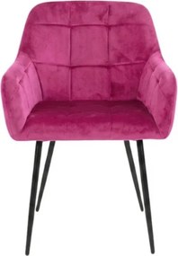Tmavoružové jedálenské kreslo LOREN VELVET s čiernymi nohami