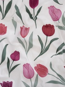 Predĺžené bavlnené obliečky Renforcé – Kvety tulipánov fialové