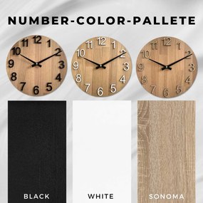 Dubové hodiny na stenu s veľkými číslicami I SENTOP MAS017-natural3041-hands/black