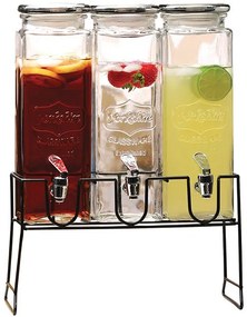 JJA Sada 3 sklenených fliaš, trojitý zásobník na nápoje / pracie gély a aviváž, 3x1,5l