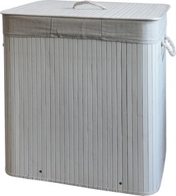 TRENDIE Bambusový kôš na prádlo 150l biely + DARČEK