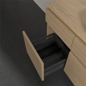 VILLEROY &amp; BOCH Legato závesná skrinka pod umývadlo na dosku (umývadlo v strede), 5 zásuviek, 1400 x 500 x 550 mm, Nordic Oak, B76000VJ