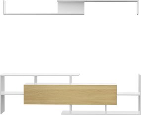 HOMCOM Sada nábytku do obývacej izby TV stojan pre televízory do 65" na stenu alebo stojan do 40" s TV stolom 153,6x25x42 cm a nástennou poličkou 150x