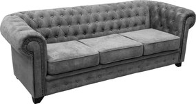 XXXLutz SEDAČKA CHESTERFIELD, drevo, textil, kompozitné drevo, sivá MID.YOU - Sedačky - 000694009808