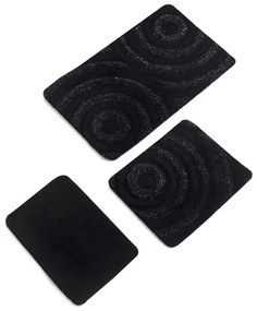 Čierne kúpeľňové predložky v súprave 3 ks 100x60 cm Wave – Foutastic
