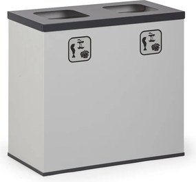 Kôš na triedený odpad, stojan na odpadkové vrecia, sivá/tmavo sivá, 2x 42 l