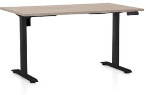 Výškovo nastaviteľný stôl OfficeTech B, 140 x 80 cm, čierna podnož, dub