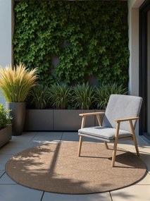 NORTHRUGS, Kusový koberec Duet Liora 106247 Beige/White kruh - na von aj na doma, 160x160 (priemer) kruh, béžová, chodba / predsieň