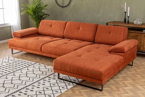 Rohová pohovka Mustang s pohyblivým operadlom 314 cm, pravá, oranžová