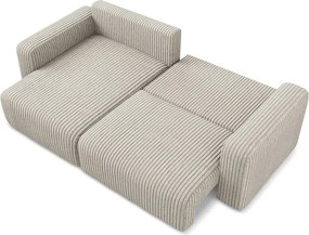 Béžová menčestrová rozkladacia/s úložným priestorom rohová pohovka (ľavý roh/s leňoškou) Kona – Makamii