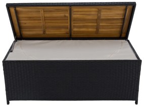 Záhradný úložný box/lavička,čierna/prírodná/krémová, BEMUS