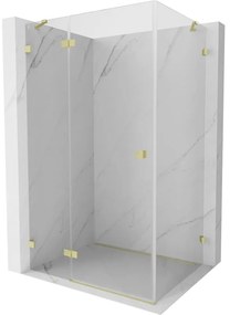 Mexen Lunar, výklopný sprchový kút ľavý 95 x 80 cm, 8mm číre sklo, zlatý kartáčovaný - 834-095-080-55-00-L