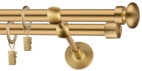 Dekorstudio Garniža dvojradová FLAT zlatá 19mm Dĺžka: 220cm, Typ uchytenia: Držiak dvojitý modern, Typ príslušenstva: Bez príslušenstva
