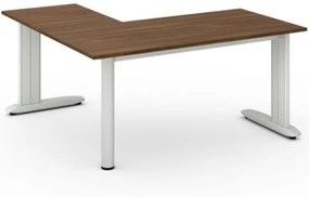Rohový kancelársky písací stôl PRIMO FLEXIBLE 1600 x 1600 mm, orech