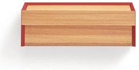 Červený závesný nočný stolík s doskou v dubovom dekore Arista – Teulat