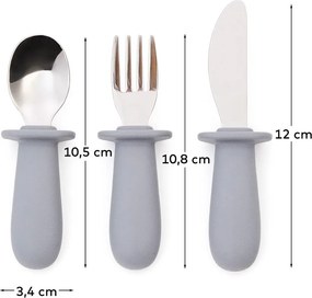 Modrý plastový/zo silikónu detský príbor 3 ks Lili – Kave Home