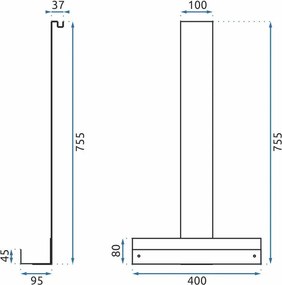 Rea Tori, kúpeľňová závesná polička 40x9,5x75,5 cm, čierna matná, REA-85000