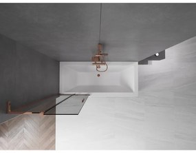 Mexen Velar L, 2-krídlová posuvná vaňová zástena 70 x 150 cm, 8mm šedé sklo, ružové zlato, 896-070-003-41-60