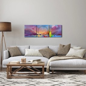 Obraz - Západ slnka (s hodinami) (90x30 cm)