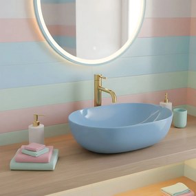 Rea Lisa, umývadlo na dosku 490x350x140 mm, svetlá modrá lesklá, REA-U6620