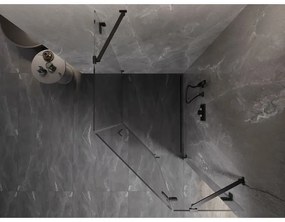 Mexen Lunar, päťuholníkový sprchový kút s pravým sklonom 80 x 90 cm, 8mm číre sklo, čierny profil, 831-080P-090L-70-00-P
