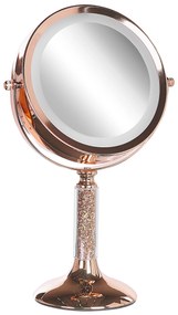 Kozmetické LED zrkadlo ø 18 cm ružovozlaté BAIXAS  Beliani