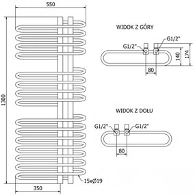 Mexen Ops, elektrické vykurovacie teleso 1300x550 mm + vykurovacia tyč 900 W, čierna, W122-1300-550-2900-70