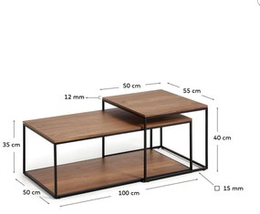 Set 2 konferenčných stolíkov noya orech MUZZA